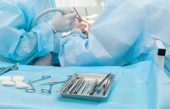 Closeup of tools used for oral surgery