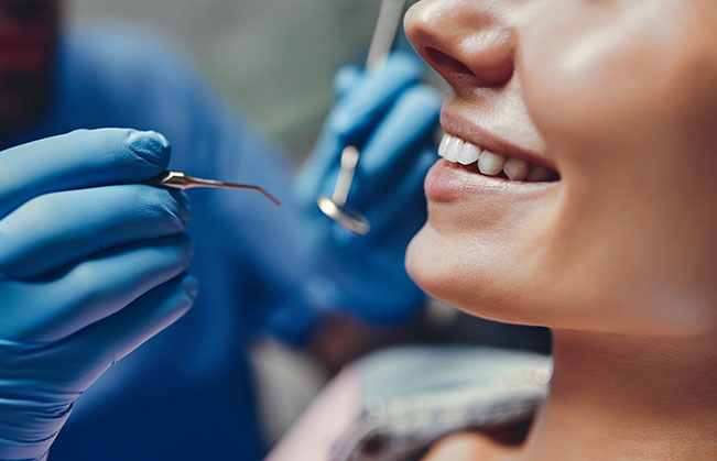 Person receiving a dental checkup