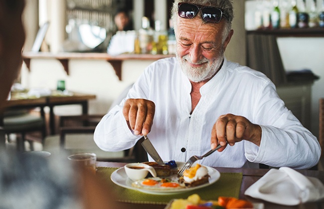 Man eating breakfast