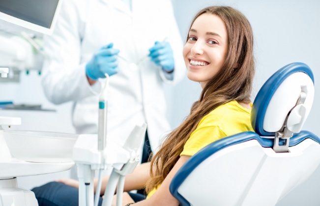 Woman smiling after antibiotic therapy